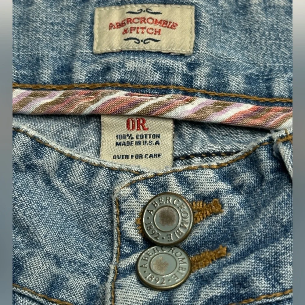 Abercrombie & Fitch Light Blue Relaxed Capri Cargo Jeans women’s size‎ 0R (E29)